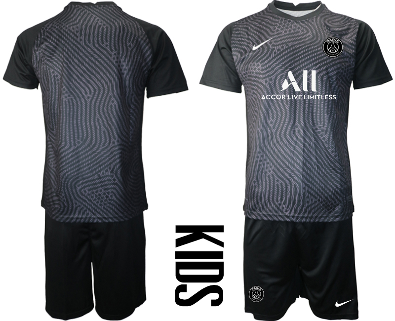 2021 Paris Saint-Germain black kids goalkeeper soccer jerseys